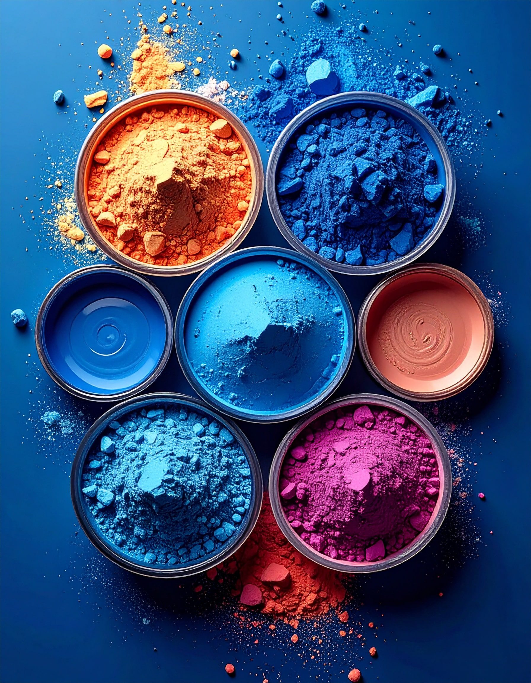 Paint pigments, blue background 111156